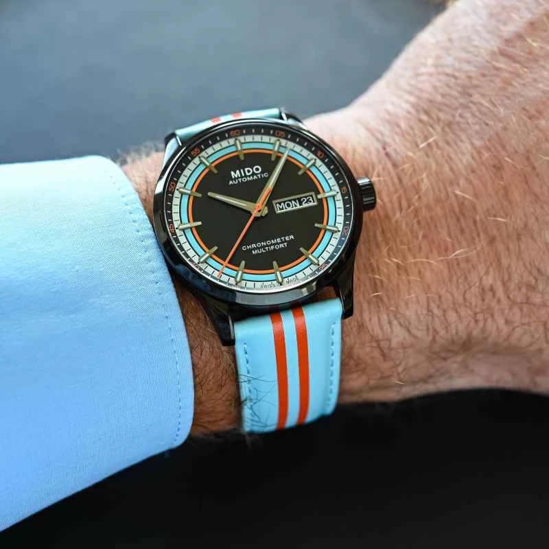 Mido-Multifort-Chronometer1-Racer-black-PVD-Geneva-Stripe-Dial-Orange-and-light-blue-review-5.jpg