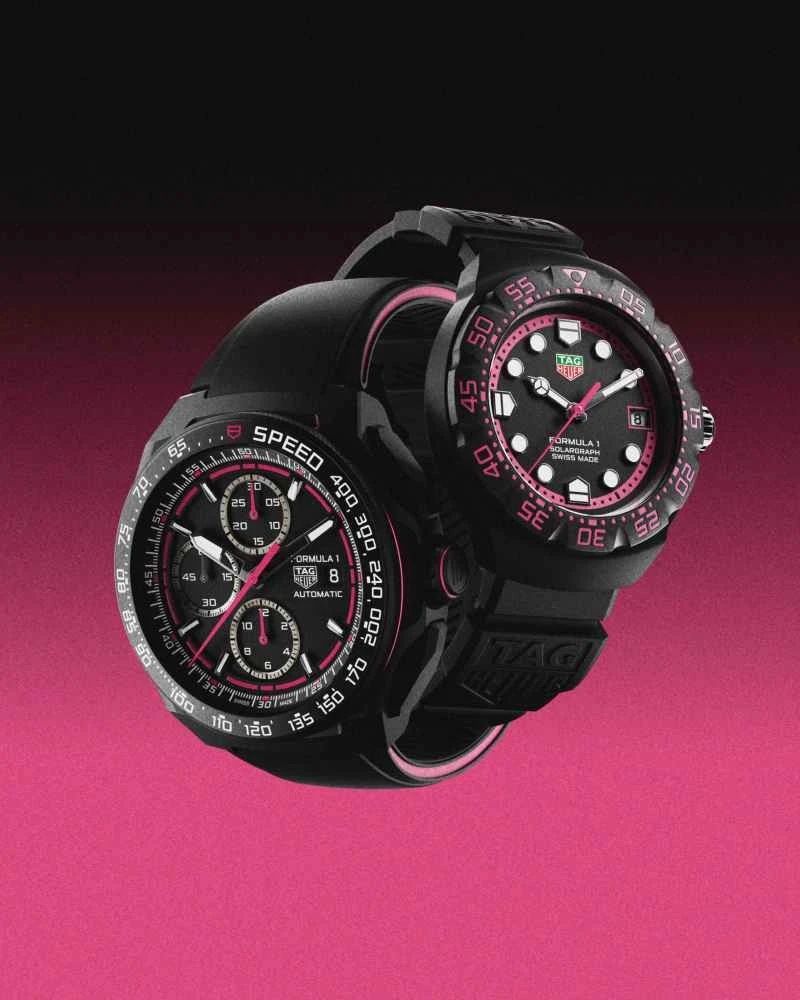 タグ・ホイヤーは、レーシングスピリットを体現するブラックとピンクのカラースキームを採用した新しい F1 シリーズの腕時計を発売します。